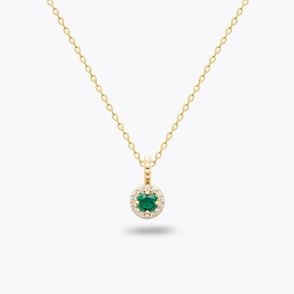 Collier Eternity - Plaqué Or 18K et Zirconium Vert Emeraude - 1cm