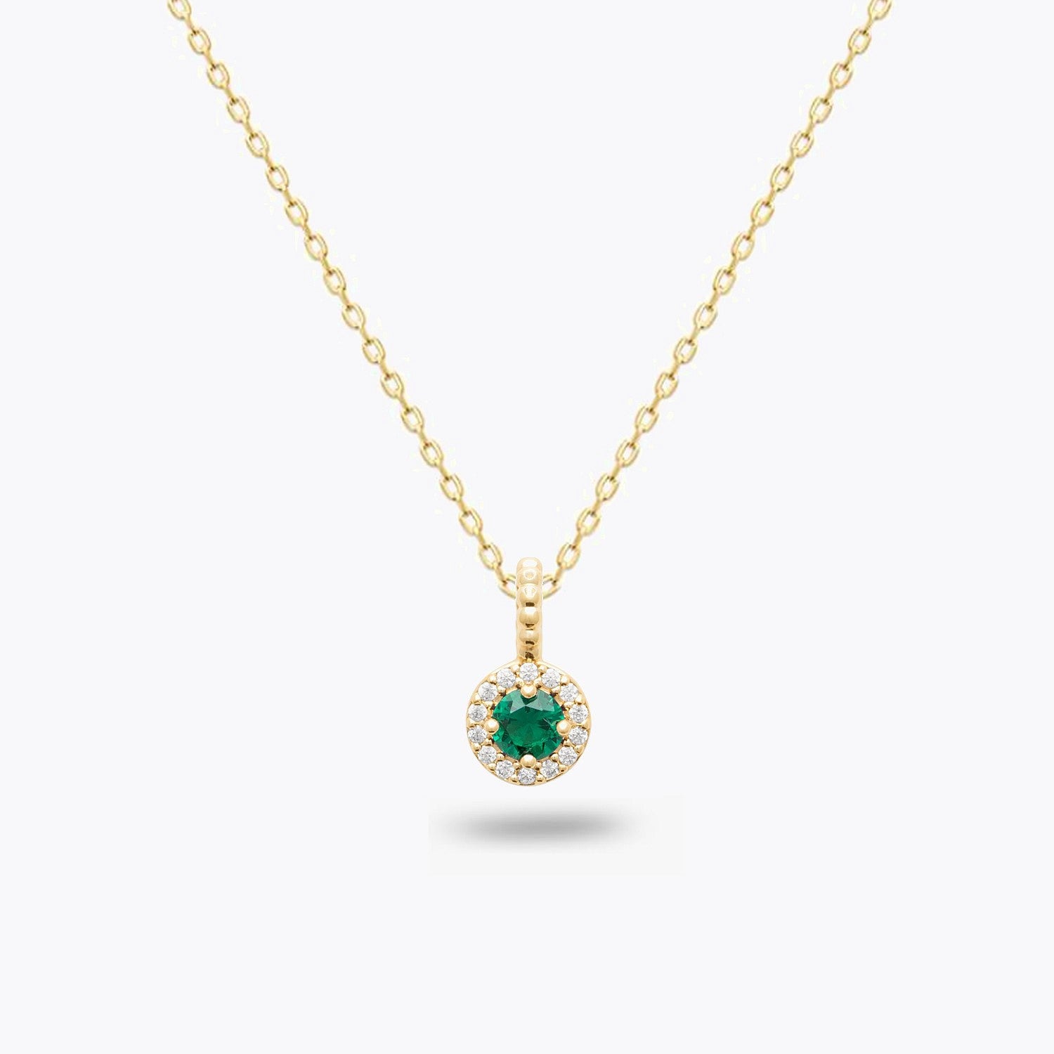 Collier Eternity - Plaqué Or 18K et Zirconium Vert Emeraude - 1cm