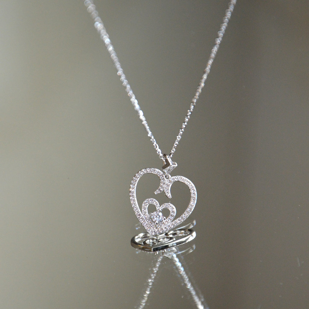 Collier Cœur True Love - Argent 925 Rhodié et Zirconium