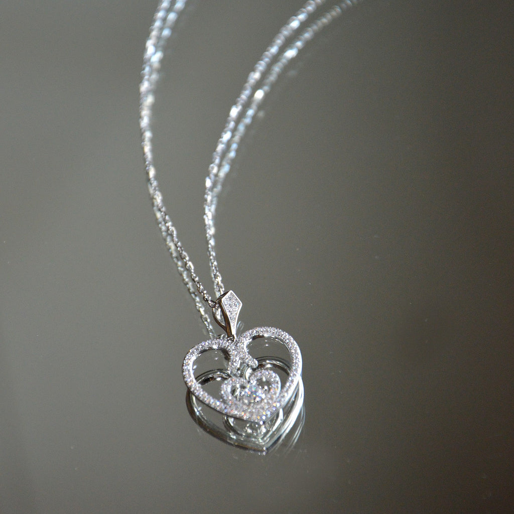 Collier Cœur True Love - Argent 925 Rhodié et Zirconium