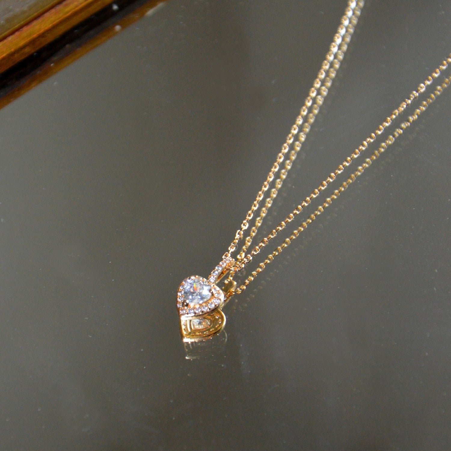 Collier Valentine - Pendentif Coeur Plaqué Or 18K & Zirconium