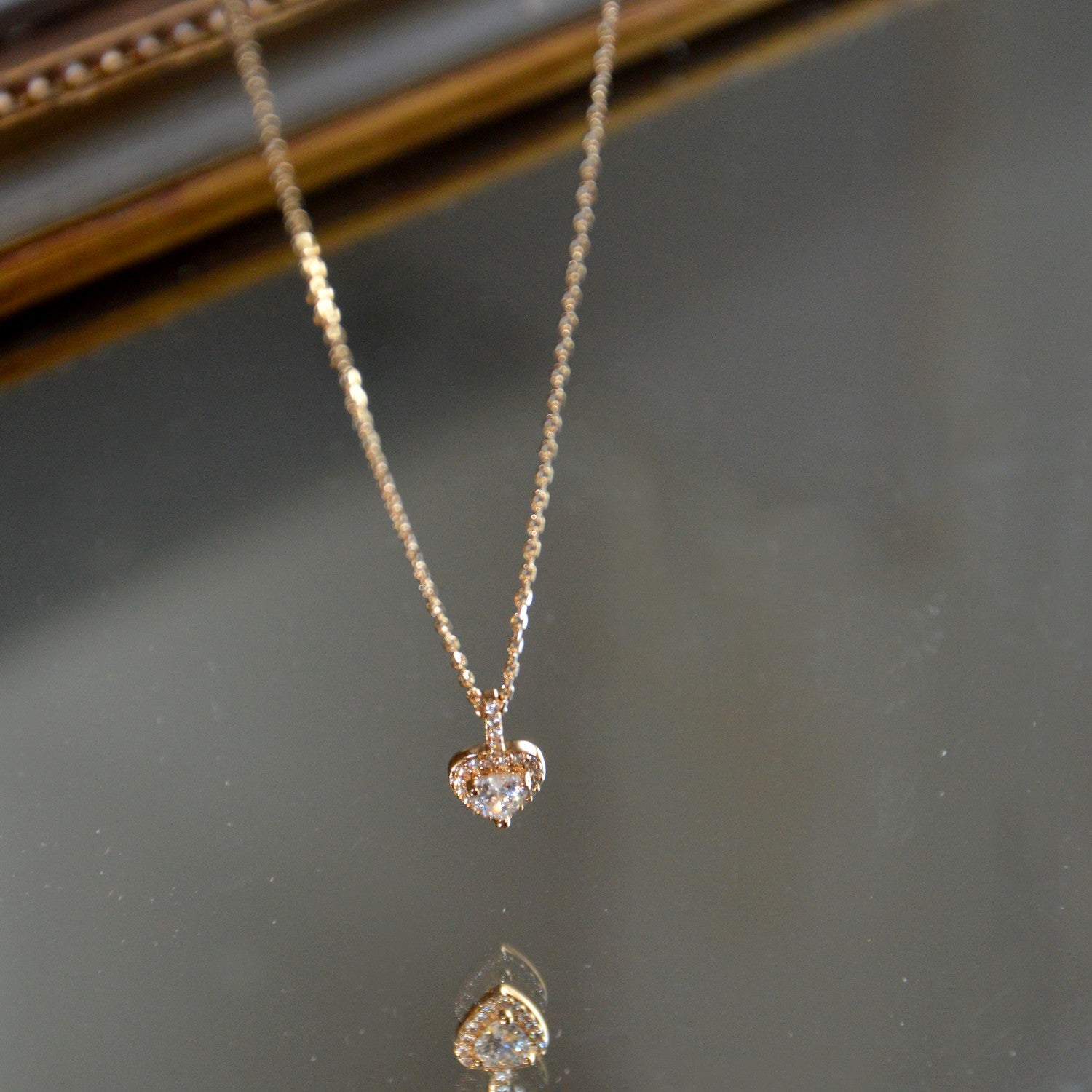 Collier Valentine - Pendentif Coeur Plaqué Or 18K & Zirconium