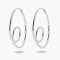 Boucles d'Oreilles Arabesque - Créoles Argent 925 Rhodié - 5cm