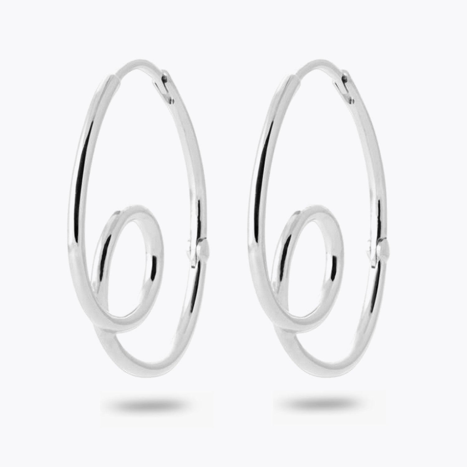 Boucles d'Oreilles Arabesque - Créoles Argent 925 Rhodié - 5cm