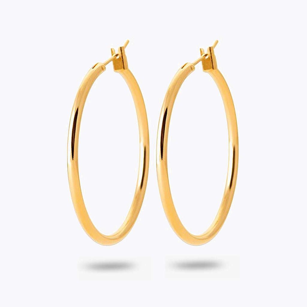 Boucles d'Oreilles Essentials - Créoles Fines Plaqué Or 18K - 4cm