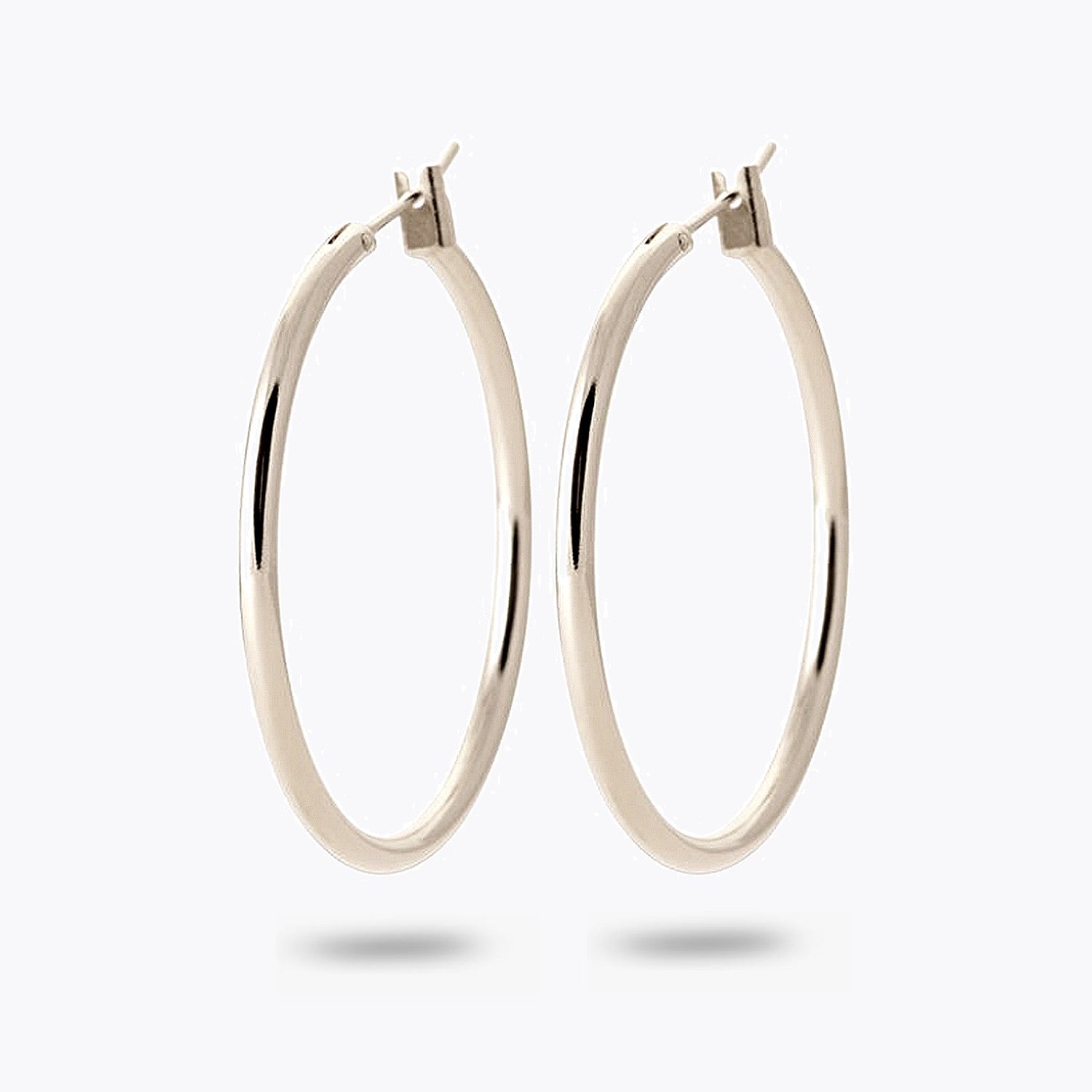 Boucles d'Oreilles Essentials - Créoles Fines Argent 925 Rhodié - 4cm