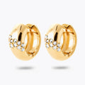 Boucles d'Oreilles Gabrielle - Créoles Epaisses Plaqué Or 18K et Zirconiums - 2cm