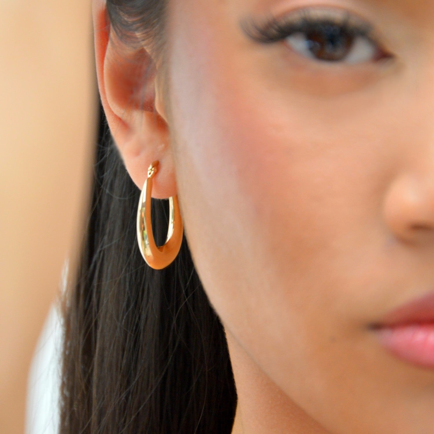 Boucles d'Oreilles Make My Day - Créoles Epaisses Plaqué Or 18K - 4cm