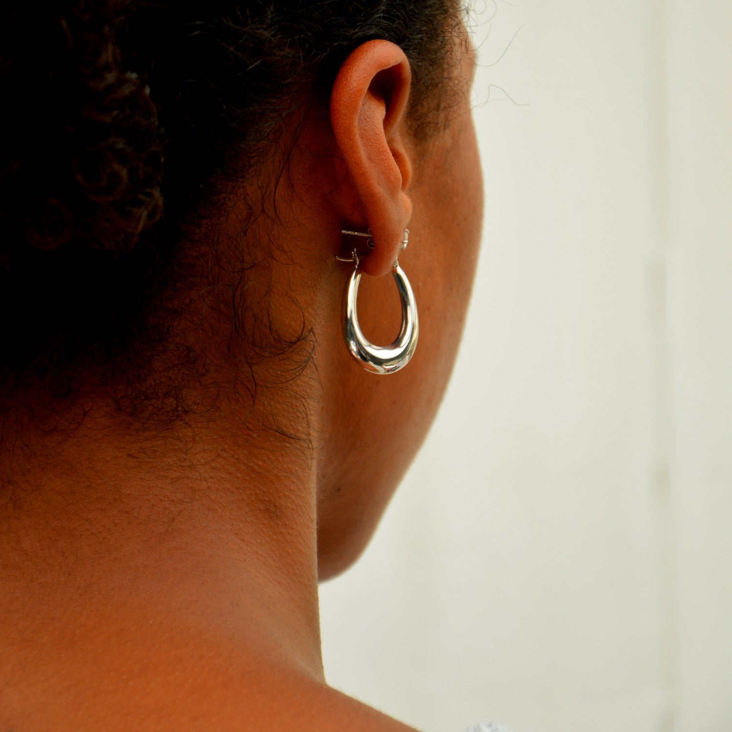 Boucles d'Oreilles Make My Day - Créoles Epaisses Argent 925 Rhodié - 4cm