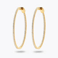 Boucles d'Oreilles Paola - Créoles Plaqué Or 18K et Zirconiums - 6cm