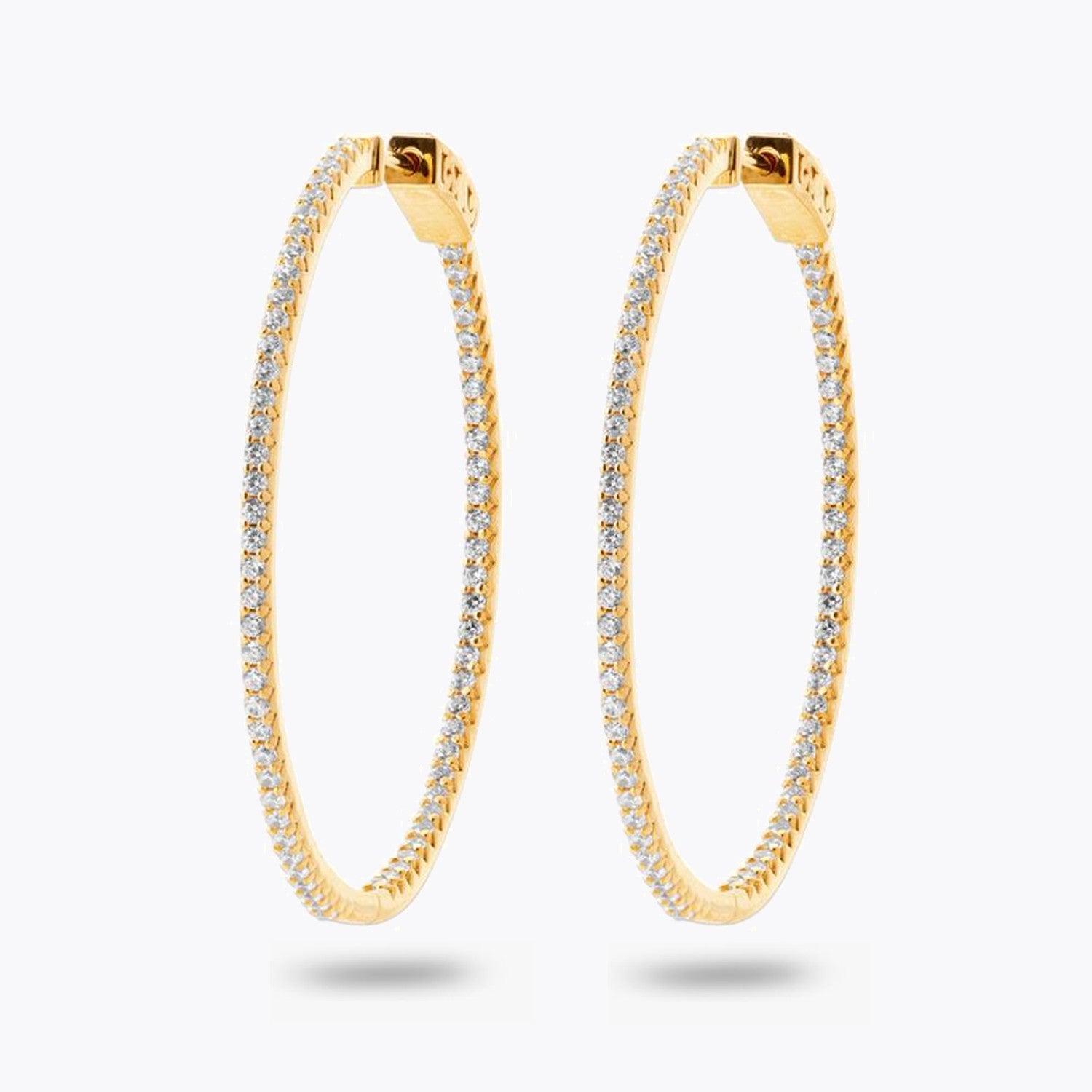 Boucles d'Oreilles Paola - Créoles Plaqué Or 18K et Zirconiums - 6cm