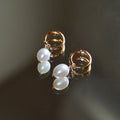 Boucles d'Oreilles Jacky - Créoles Plaqué Or 18K et Perles