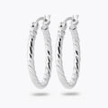 Boucles d'Oreilles The Goddess - Créoles Torsadées Argent 925 Rhodié - 3cm