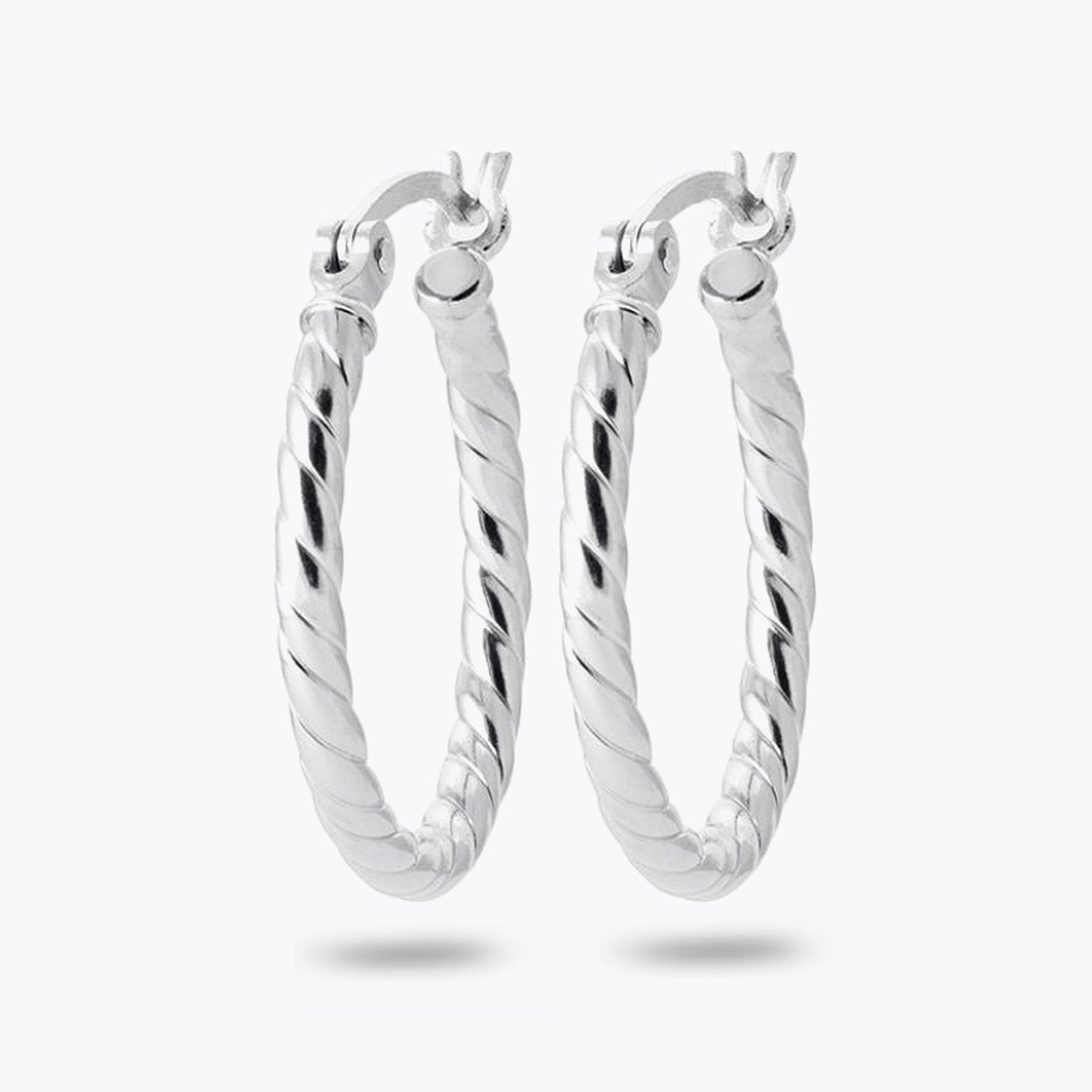 Boucles d'Oreilles The Goddess - Créoles Torsadées Argent 925 Rhodié - 3cm