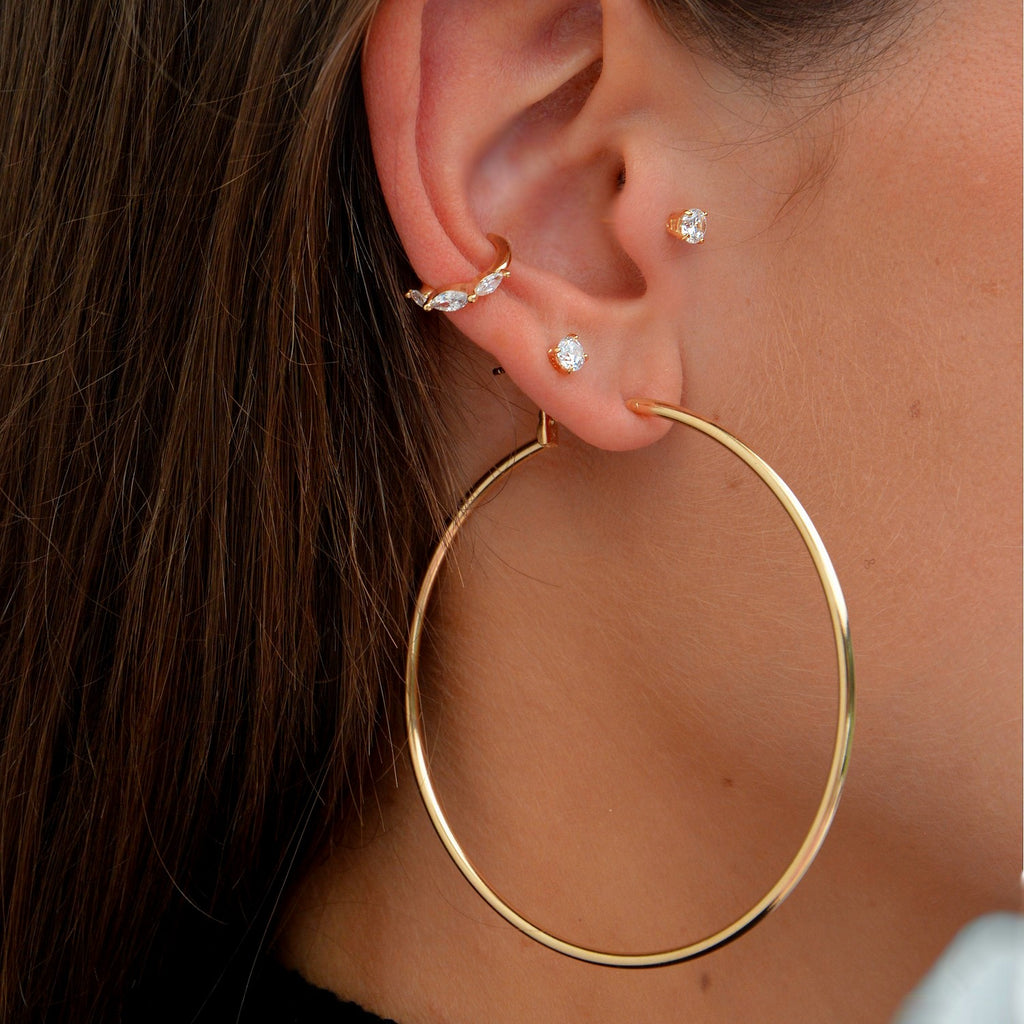 Boucles d'Oreilles Essentials - Créoles Fines Plaqué Or 18K - 7cm