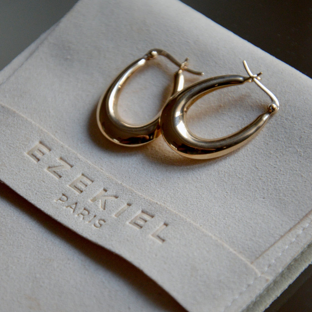 Boucles d'Oreilles Make My Day - Créoles Epaisses Plaqué Or 18K - 4cm