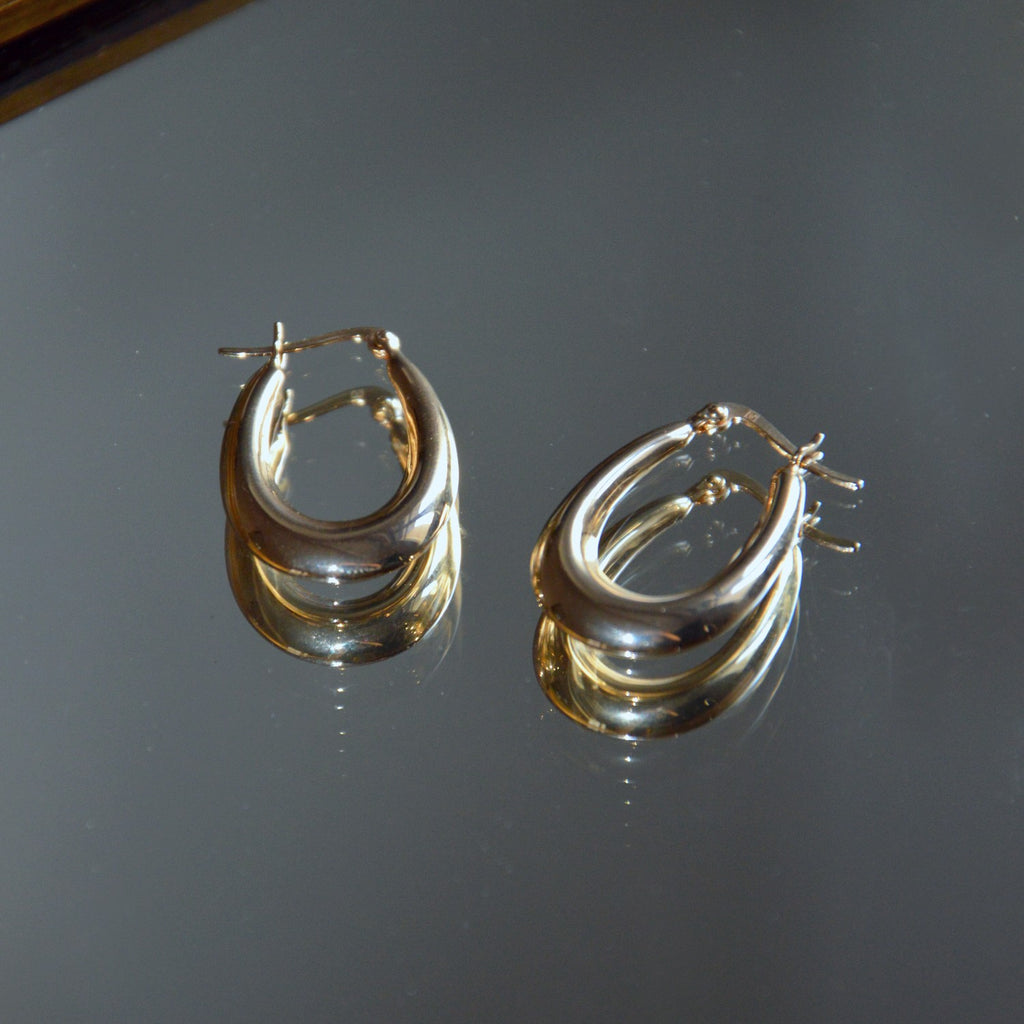 Boucles d'Oreilles Make My Day - Créoles Epaisses Plaqué Or 18K - 4cm