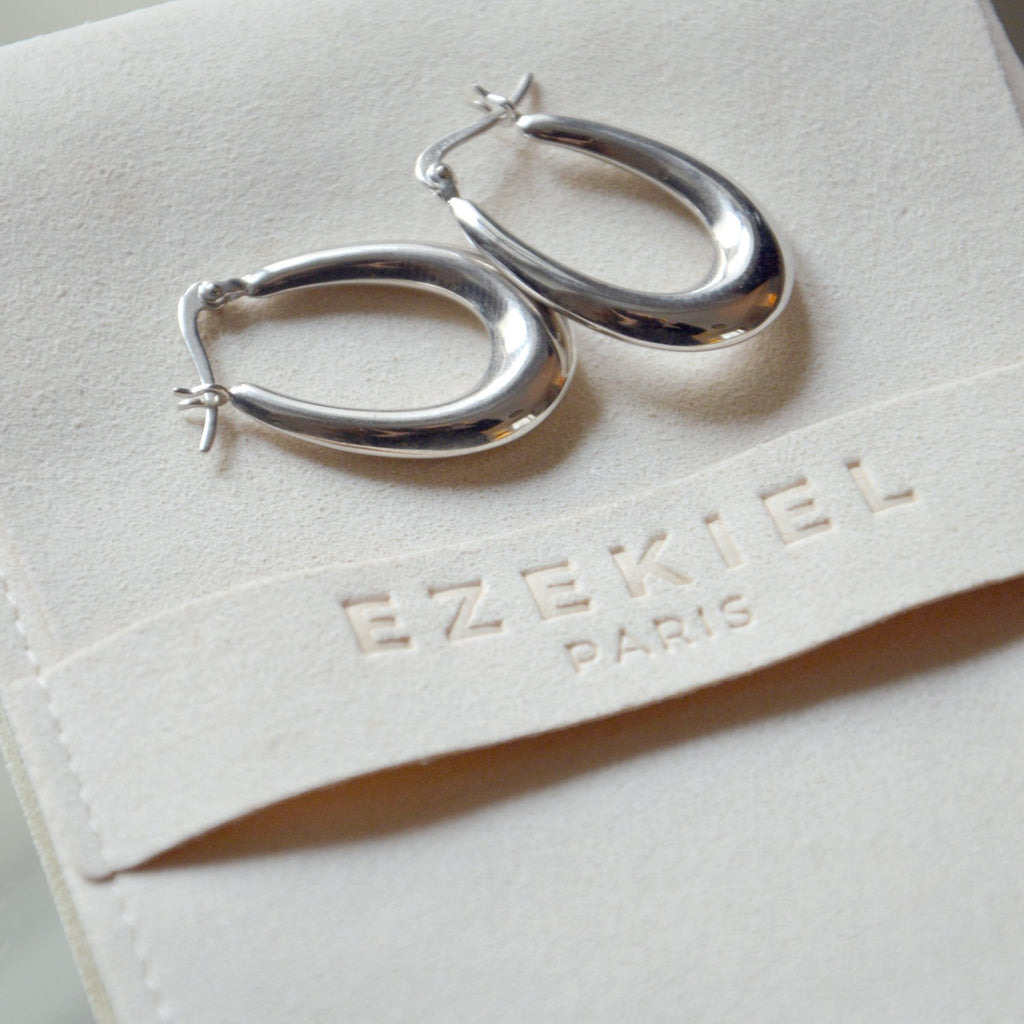 Boucles d'Oreilles Make My Day - Créoles Epaisses Argent 925 Rhodié - 4cm