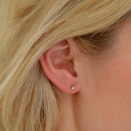 Boucle d'Oreille Individuelle Gabriella - Piercing Argent 925 Rhodié et Zirconium - 5mm