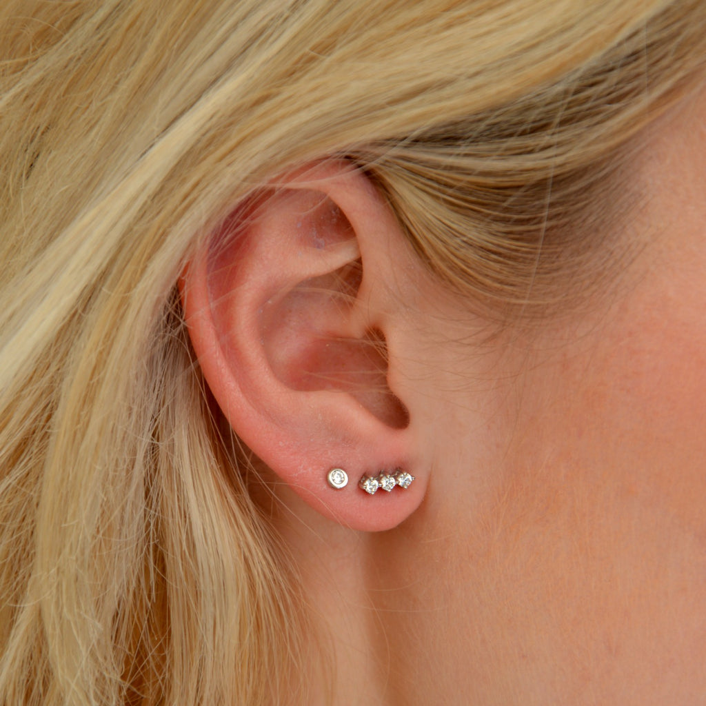Boucle d'Oreille Individuelle Gabriella - Piercing Argent 925 Rhodié et Zirconium - 5mm