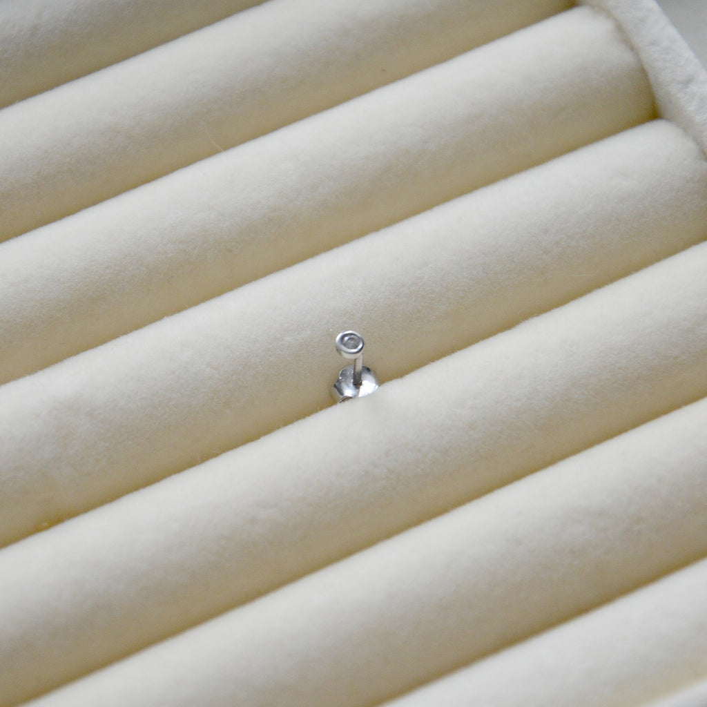 Boucle d'Oreille Individuelle Gabriella - Piercing Argent 925 Rhodié et Zirconium - 5mm