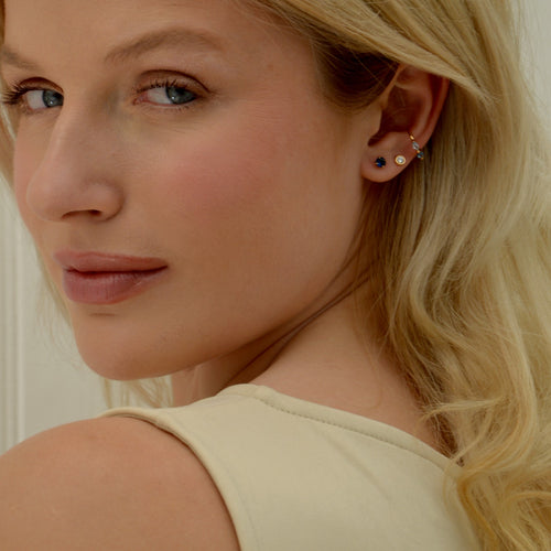 Boucle d'Oreille Individuelle Gabriella - Piercing Plaqué Or 18K et Zirconium - 5mm