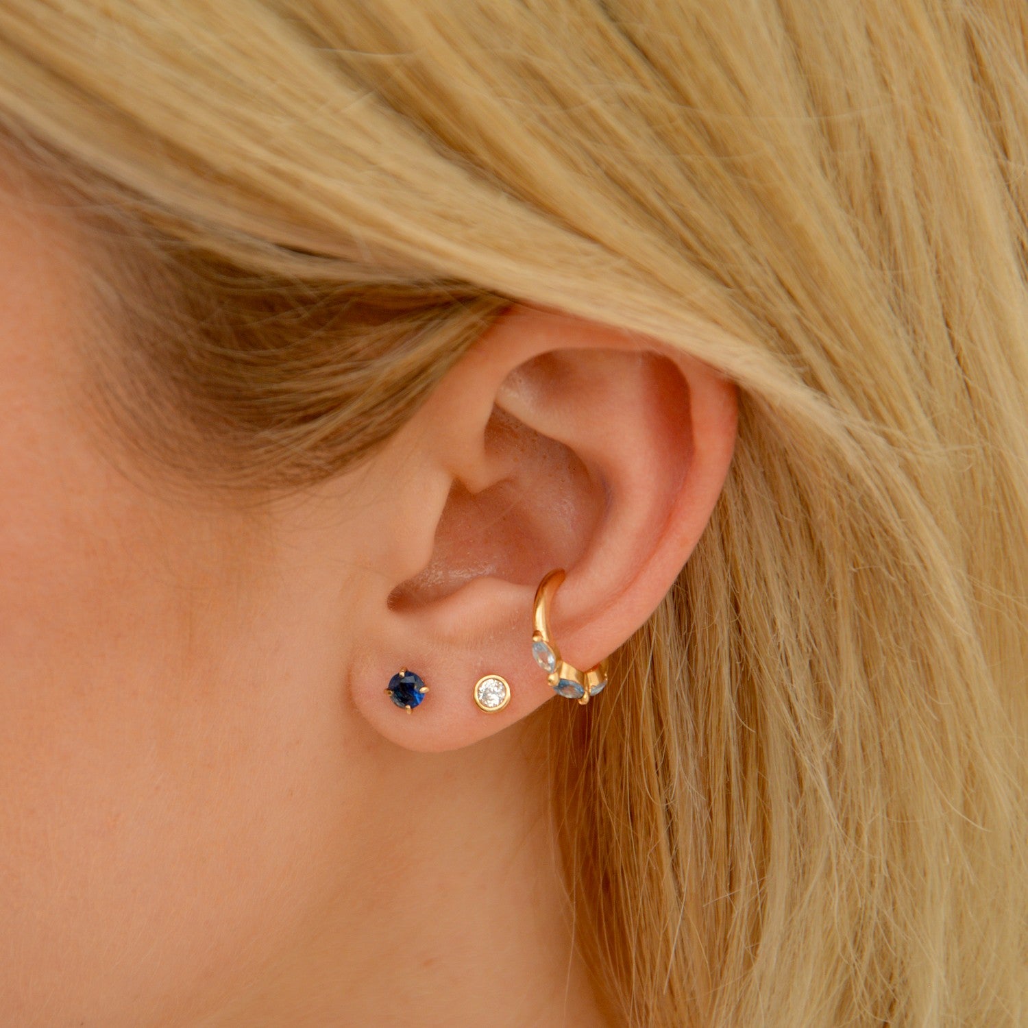 Boucle d'Oreille Individuelle Gabriella - Piercing Plaqué Or 18K et Zirconium - 5mm