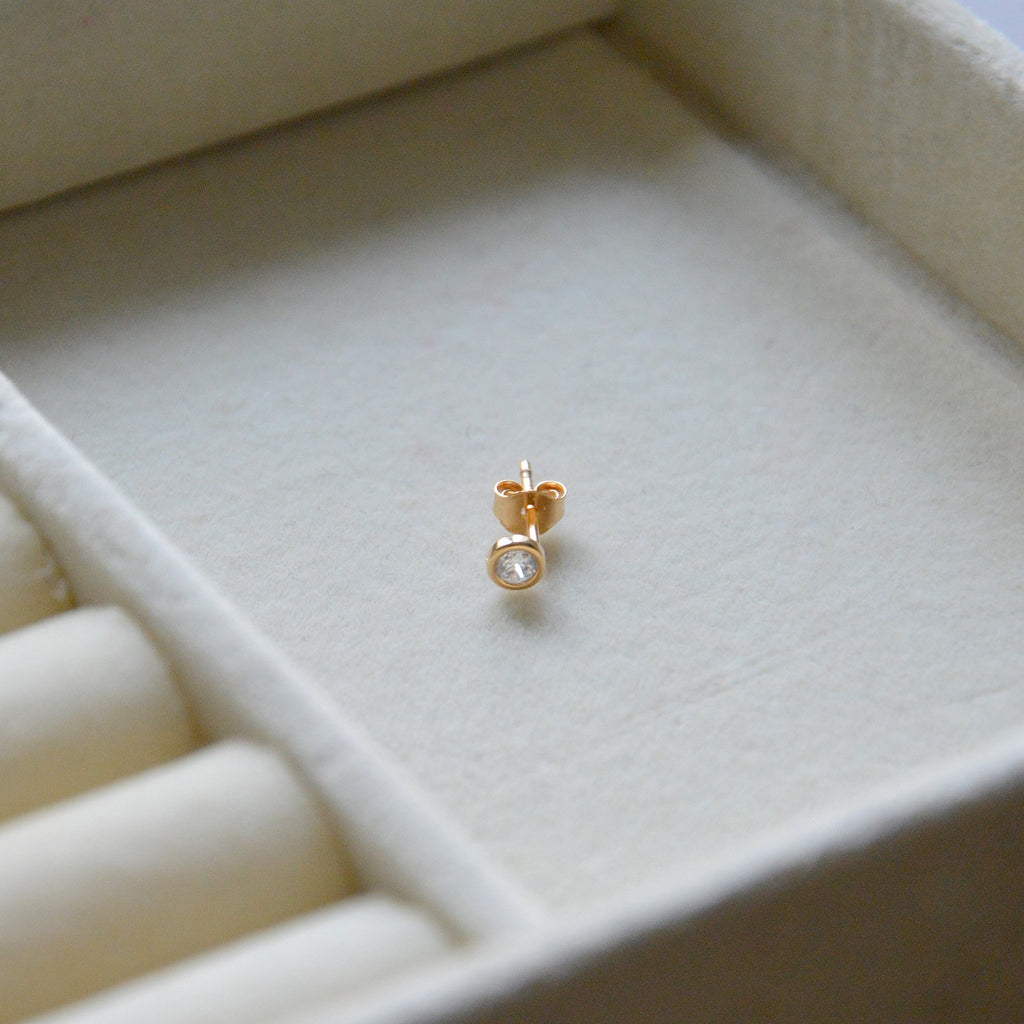 Boucle d'Oreille Individuelle Gabriella - Piercing Plaqué Or 18K et Zirconium - 5mm
