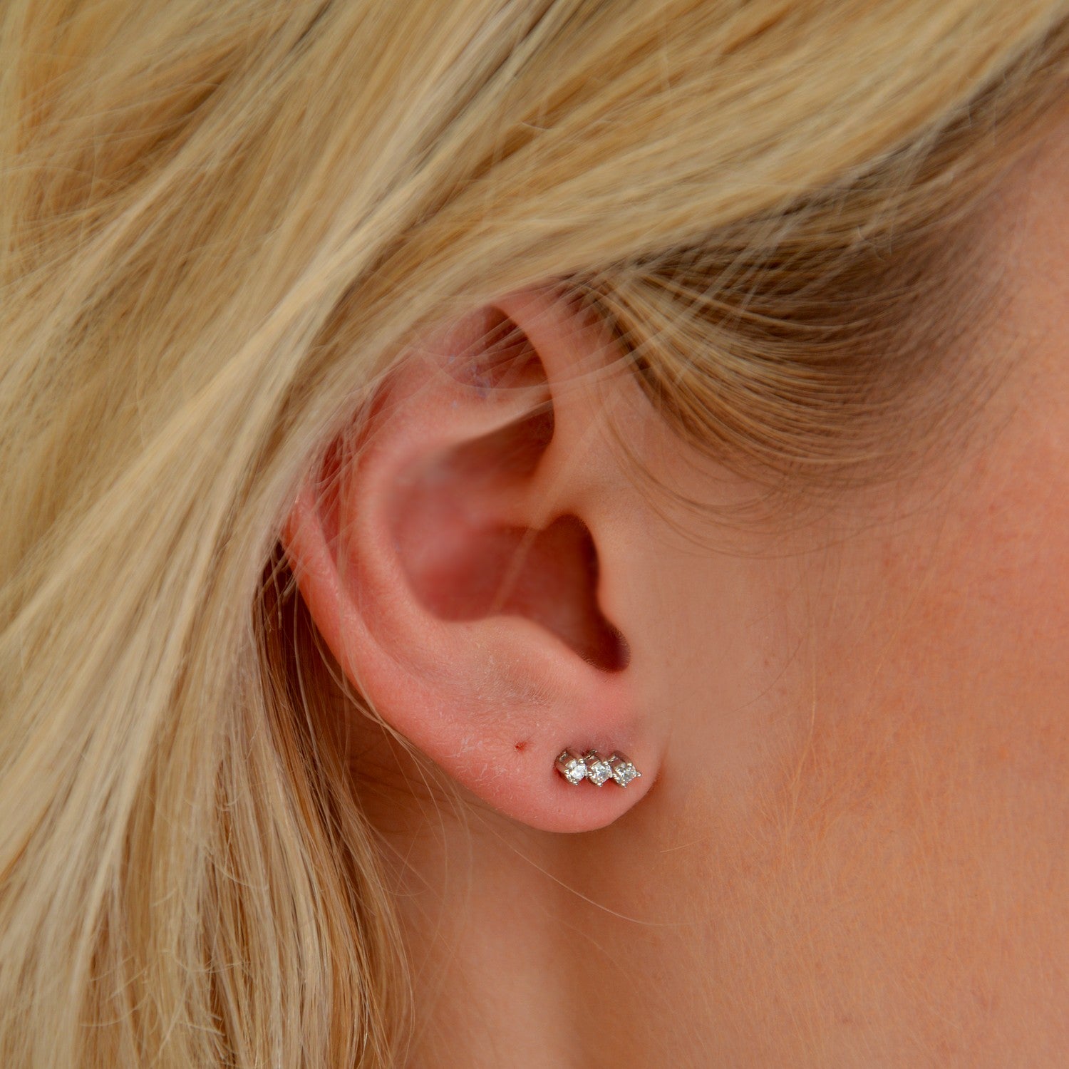 Boucle d'Oreille Individuelle Kate - Piercing Argent 925 Rhodié et Zirconium - 5mm