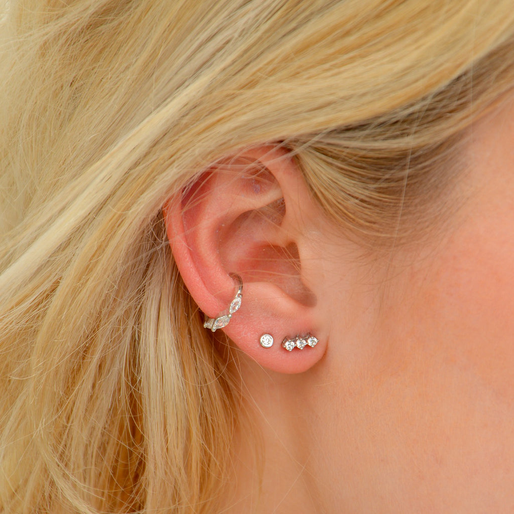Boucle d'Oreille Individuelle Kate - Piercing Argent 925 Rhodié et Zirconium - 5mm