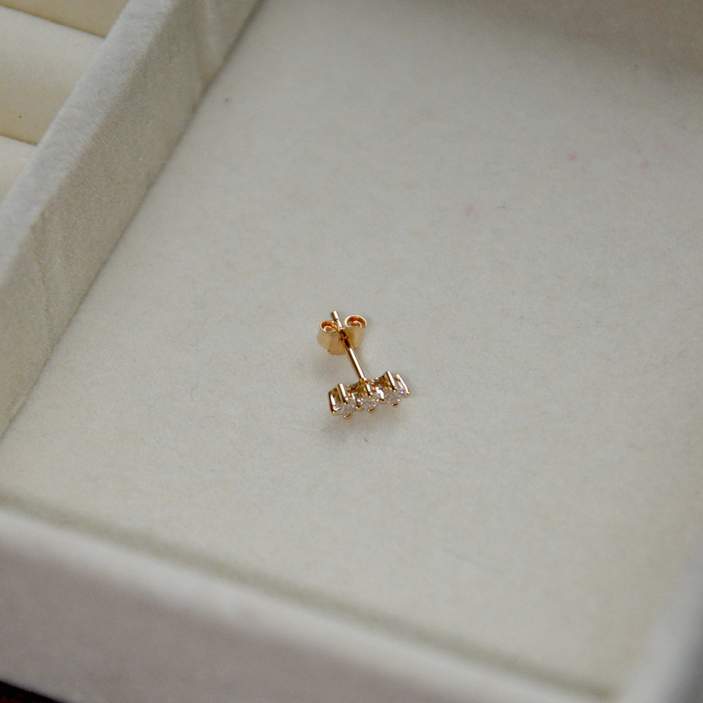 Boucle d'Oreille Individuelle Kate - Piercing Plaqué Or 18K et Zirconium - 5mm