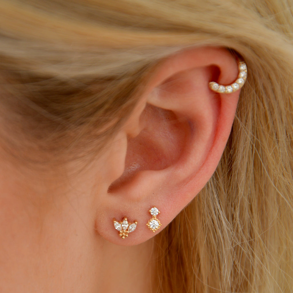 Boucle d'Oreille Individuelle Kirsten - Piercing Plaqué Or 18K et Zirconium - 5mm