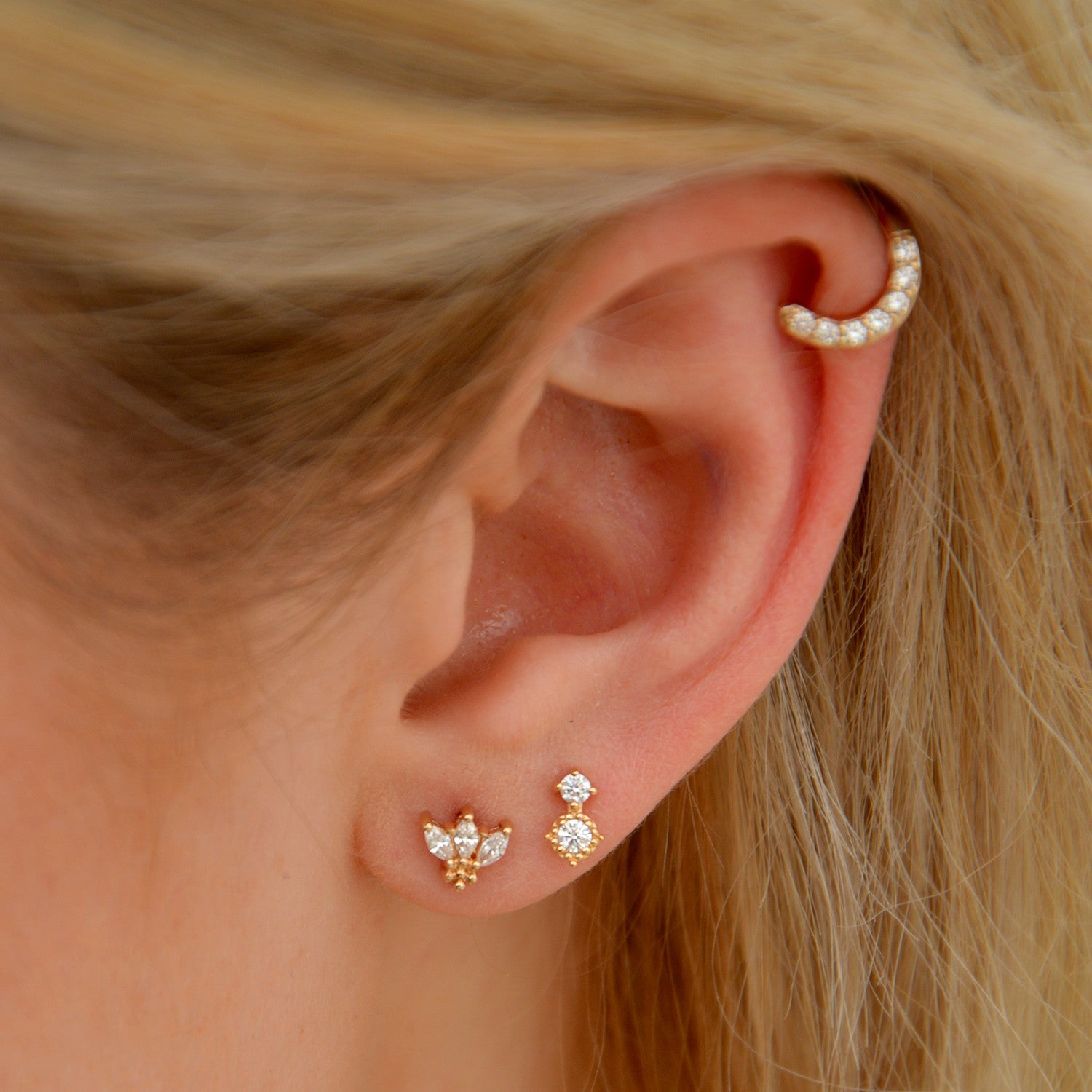 Boucle d'Oreille Individuelle Kirsten - Piercing Plaqué Or 18K et Zirconium - 5mm