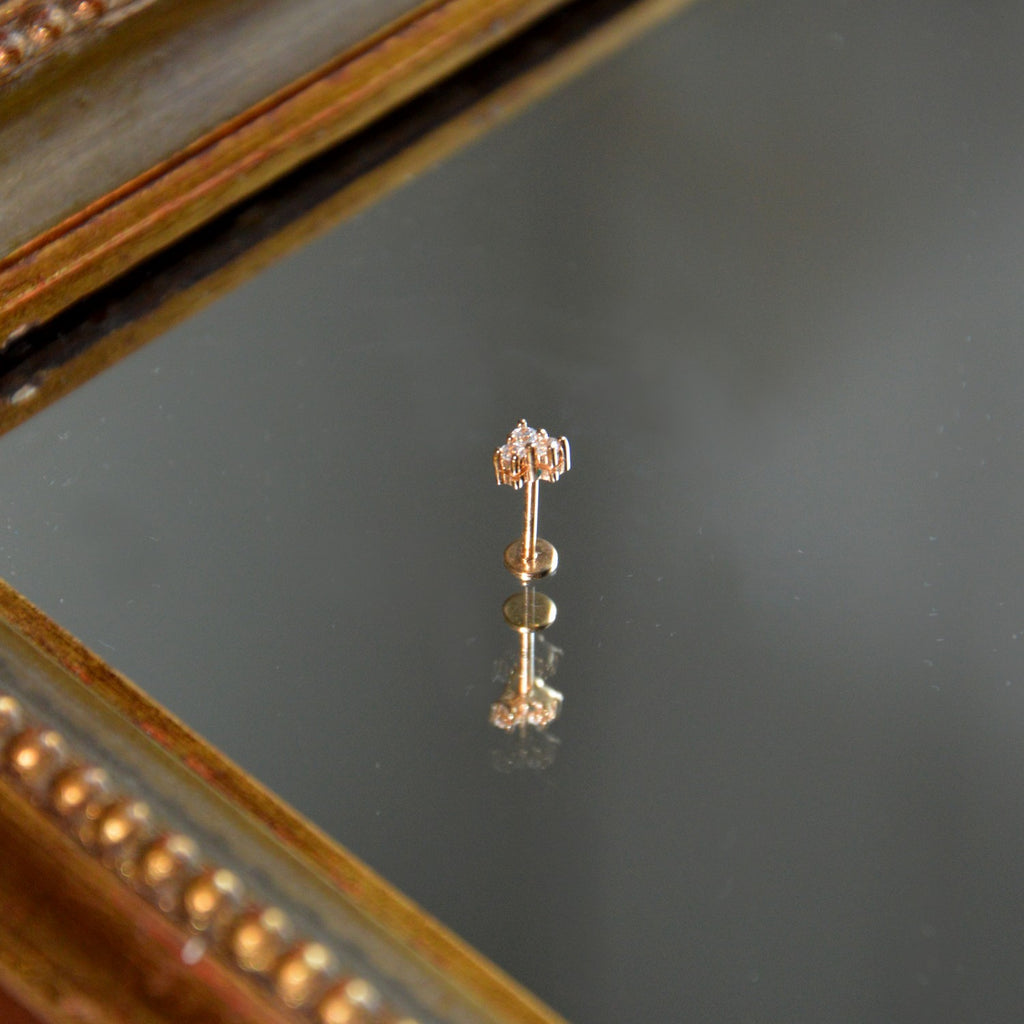 Boucle d'Oreille Individuelle Noam - Piercing Plaqué Or 18K et Zirconium - 5mm