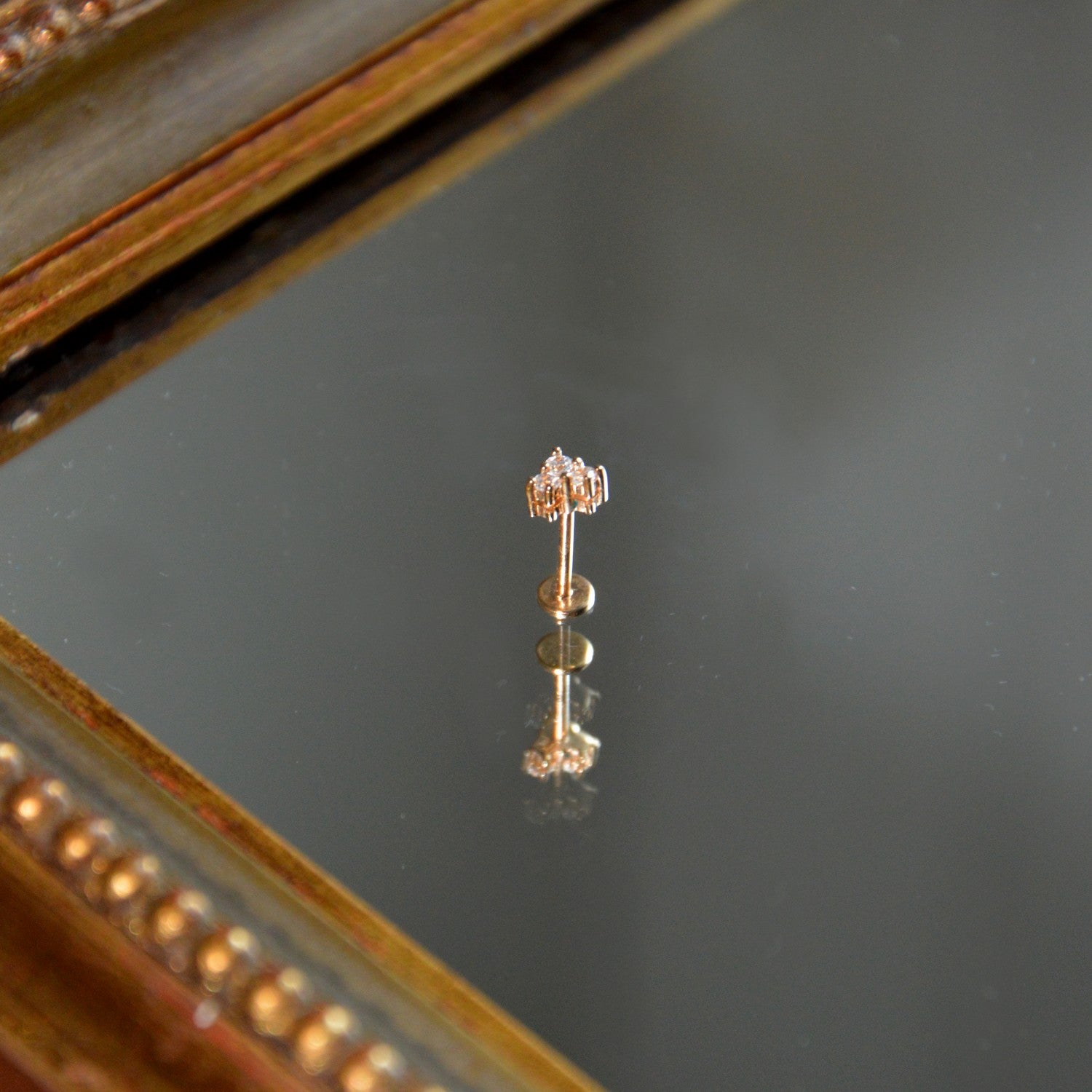 Boucle d'Oreille Individuelle Noam - Piercing Plaqué Or 18K et Zirconium - 5mm